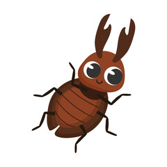 Cute bug cartoon character vector illustration. Funny forest or garden animals isolated on white background. Insects, nature concept