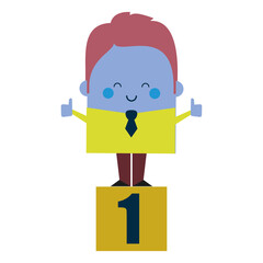 Illustration of a businessman on a podium - business and working design