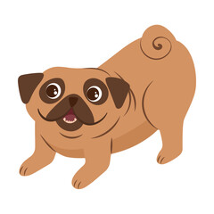 Cartoon dog animal playing on white background. Cute dog in action and emotion. Happy pet. Funny puppy avatar vector. Cartoon illustration