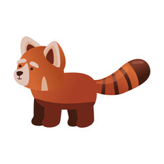 Cute cartoon red panda resolutely looking ahead. Vector illustration of Chinese animal character from wild forest or pet from zoo. Wildlife nature concept