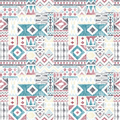 Seamless geometric ornament. Ethnic and tribal motifs. Bohemian ornament in patchwork style. Vector illustration.