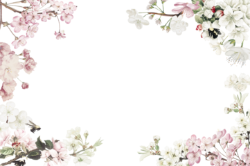 a frame design of flowers with a blank background
