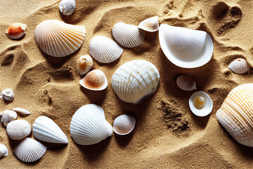 Fototapeta na wymiar Sandy beach with shells illustration