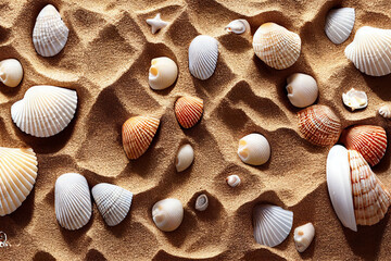 Sandy beach with shells illustration