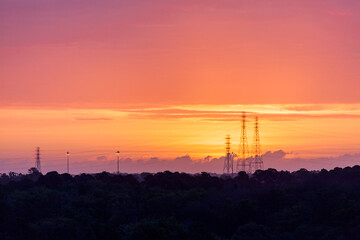 Jacksonville City Sunset Sky With Electrical Towers