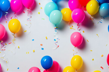 Birthday party balloons background illustration - obrazy, fototapety, plakaty