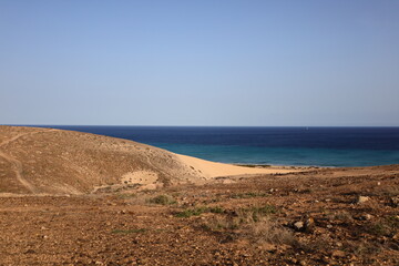 Fototapeta na wymiar Sotavento of Jandía beach in the south of Fuerteventura 