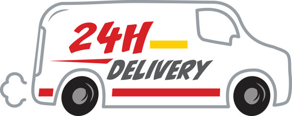 White van - vehicle with 24 Delivery message