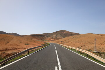Fototapeta na wymiar View on a road in Fuerteventura
