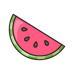 Hawaii juicy ripe watermelon sticker for embroidery fashion designs. Cartoon vector illustration isolated on white background