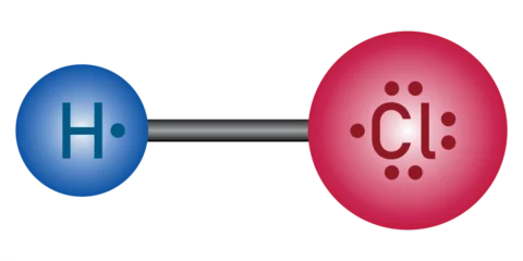 Fotobehang Bond polarity  in Hydrochloric acid (HCl) molecule. Scientific vector illustration isolated on white background. © SAMYA