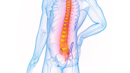 3D Rendered Medical Illustration of Male Anatomy - Inflamed Spine