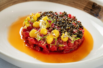 beef tartar in the restaurant