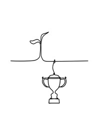 Abstract tree with cup as line drawing on the white background. Vector