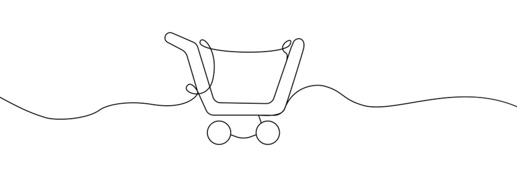 recommend clip art: Shopping cart one line.Shopping basket continuous line vector.Shopping trolley hand drawn icon.