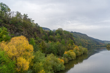 Landscape with the river Moselle near the german village called Mehring