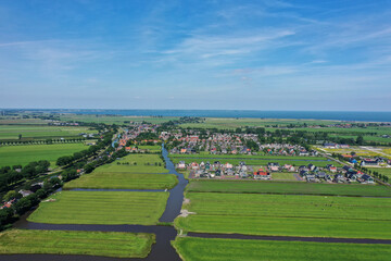 Dutch polder landscape from the air - obrazy, fototapety, plakaty