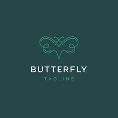 Butterfly line logo icon design template flat vector