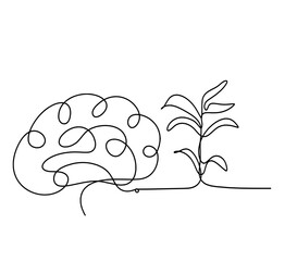 Obraz premium Abstract tree with brain as line drawing on the white background. Vector