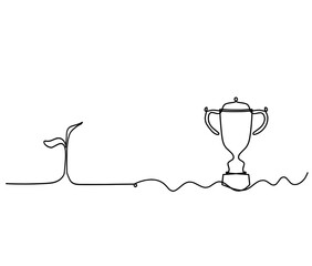 Abstract tree with cup as line drawing on the white background. Vector