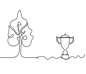 Abstract tree with cup as line drawing on the white background. Vector