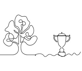 Fototapeta premium Abstract tree with cup as line drawing on the white background. Vector