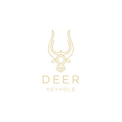 Head deer with keyhole line logo icon design template flat vector