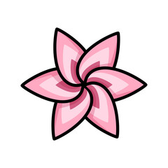 Hawaii tropical tree pink flower sticker for embroidery fashion designs. Cartoon vector illustration isolated on white background