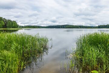 Scenic view of the lake against cloudy sky