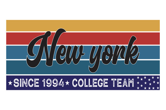 New york college style with lettering, t-shirt design vector image.    