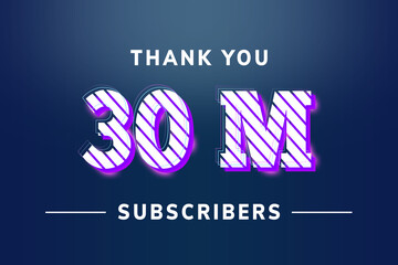 30 Million  subscribers celebration greeting banner with Stripe Design