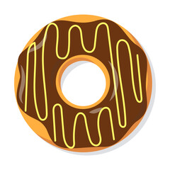 Donuts illustration. Doughnut with chocolate cream topping, sweet food from dough isolated on white background. Pastry concept