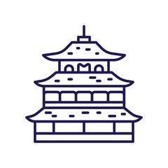 Asian Temple or Palace Icon in Line Art