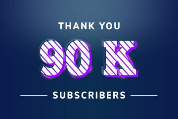 90 K  subscribers celebration greeting banner with Stripe Design