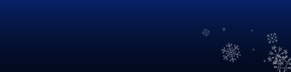 White Snowfall Vector Blue Panoramic Background.