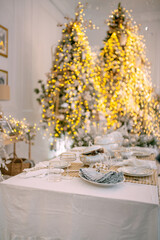 Cozy atmosphere of Christmas, holidays and New Year in the details of the interior of the Christmas room. Christmas decorations luxury