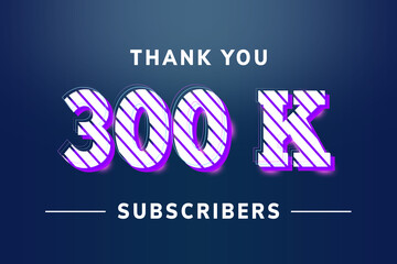 300 K  subscribers celebration greeting banner with Stripe Design