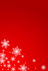Gray Snowfall Vector Red Background. Xmas Silver