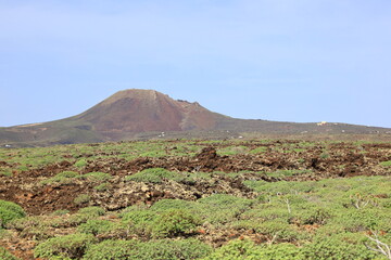 View on a mountain in the Chinijo Archipelago Natural Park to Fuerteventura

