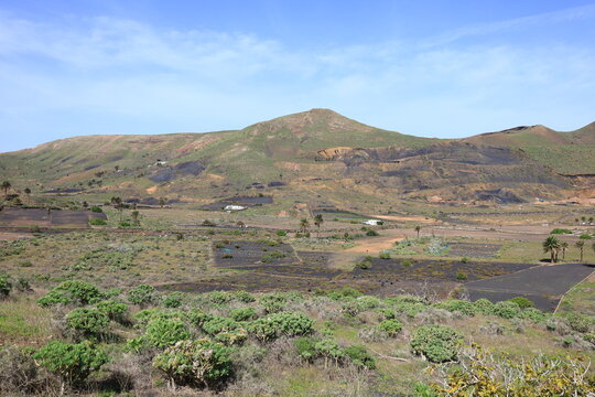 View on a mountain in the Chinijo Archipelago Natural Park to Fuerteventura

