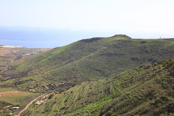 View on a mountain in the Chinijo Archipelago Natural Park to Fuerteventura

