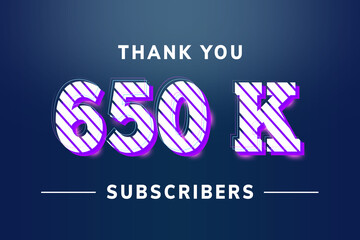 650 K  subscribers celebration greeting banner with Stripe Design