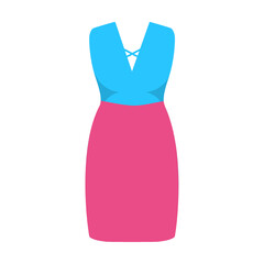 Female garments as dress. Fashion concept. Clothes for women. Vector illustration