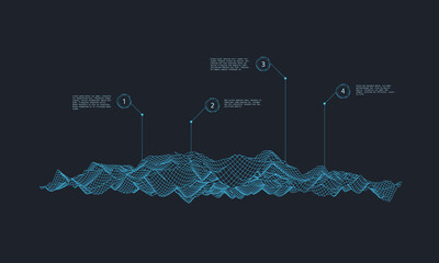 Abstract wireframe background. Modern infographic composition. Digital technology cyberspace. Vector illustration.