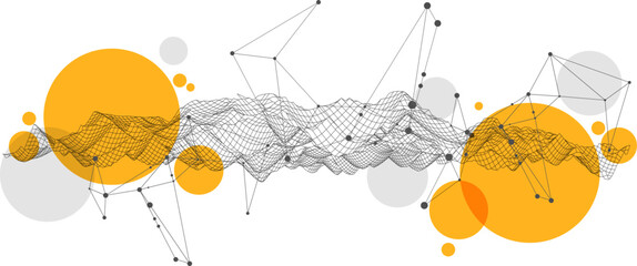 Modern abstract wireframe background. Trendy 3d grid technology composition. Digital data array. Vector illustration.