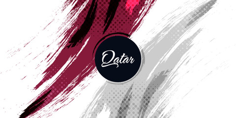 Qatar Flag with Brush and Grunge Style. Flag of Qatar with Sports Concept, Suitable for Independence Day and World Cup 2022 Background