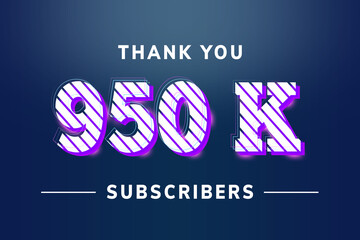 950 K  subscribers celebration greeting banner with Stripe Design