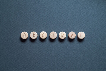 Decimal - word concept on cubes