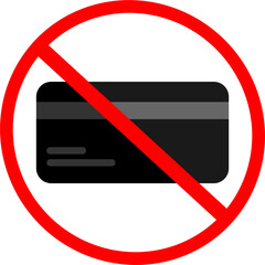 Credit card not accepted icon, cash only icon