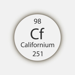 Californium symbol. Chemical element of the periodic table. Vector illustration.